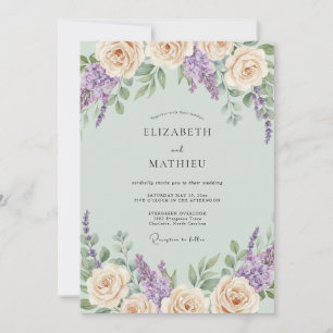 Convites Casamento com Hortelã Pêssego Wisteria