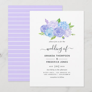Convites Casamento com Hortênsia Azul e Lavanda Claro