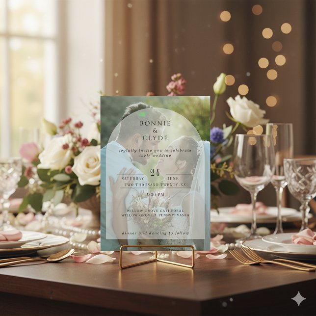 Convites Casamento com Imagem de Fundo Personalizada Elegan (Elegant Custom Background Image Wedding Invitation)
