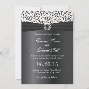 Convites Casamento com Impressão de Leopardo da Neve e Fita