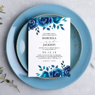 Convites Casamento com Indigo Floral