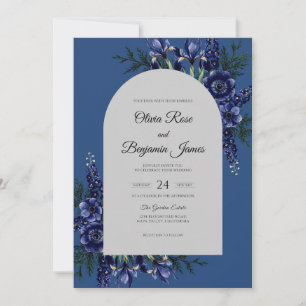 Convites Casamento com Iris Naval Folhagem Eucalipto