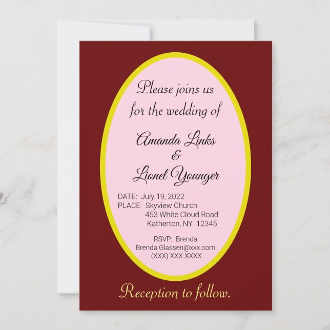 Convites Casamento com Janela Marrom e Rosa (Frente)