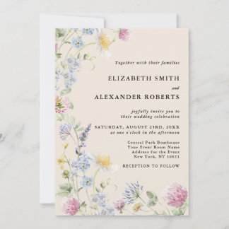 Convites Casamento com Jardim de Flores Silvestres em Tom T