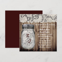 Convites casamento com jarro de pedreiro em madeira rústica