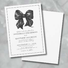 Convites Casamento com Laço Preto Elegante