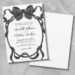 Convites Casamento com Laço Preto Elegante