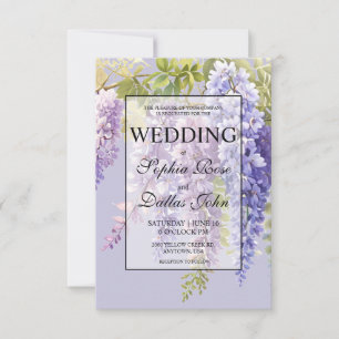 Convites Casamento com lavanda de água floral com wisteria