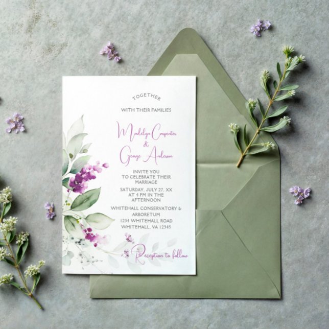 Convites Casamento com Lavanda de roxo (Criador carregado)