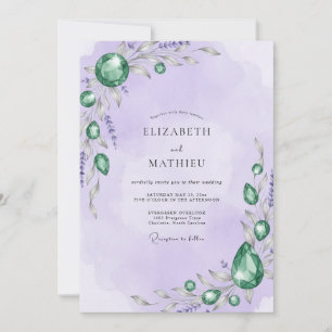 Convites Casamento com Lavanda Esmeralda Jóia Eucalipto
