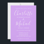 Convites Casamento com Lavanda Lilac Chic de Script de Assi<br><div class="desc">Apresentando nomes de estilo de assinatura,  este elegante convite de casamento pode ser personalizado com suas informações em letras quentes em um fundo de orquídea lilás lavanda. Você pode personalizar a cor de fundo para corresponder ao seu tema de casamento. Projetado por Thisnotme©</div>