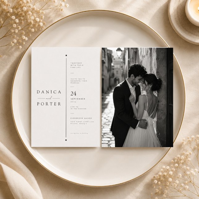 Convites Casamento com Layout Dividido Arquitetônico (Criador carregado)