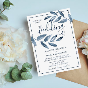 Convites Casamento com Leaf do Indigo Bliss Watercolor