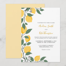 Casamento com Lemons Modernos e Folhas de Caligraf