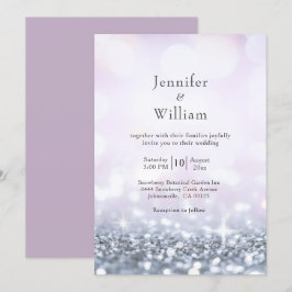 Convites Casamento com Lente Roxo de Prata Moderna