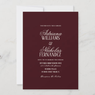 Convites Casamento com Letra Burgundy Old Money