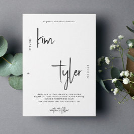 Convites Casamento com letra de assinatura simples minimali