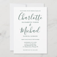 Casamento com Letra de Assinatura Verde Esmeralda