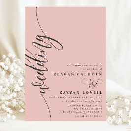 Convites Casamento com Letra de Caligrafia Elegante em Cora