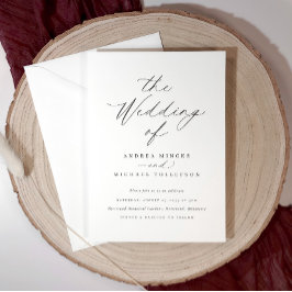 Convites Casamento com Letra de Caligrafia Simples e Elegan