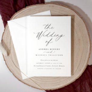Convites Casamento com Letra de Caligrafia Simples e Elegan