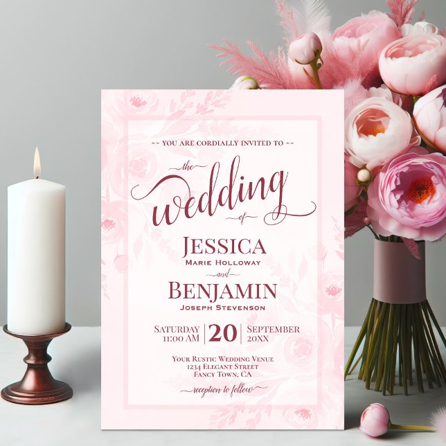 Convites Casamento com Letra de Forma Estilosa Floral Boho  (Criador carregado)