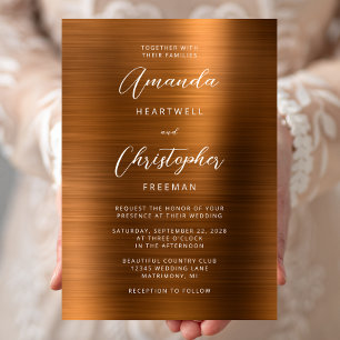 Convites Casamento com Letra de Metal Esfregado em Cobre
