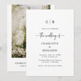 Convites Casamento com Letra de Script Minimalista Moderna