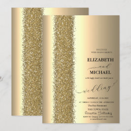 Convites Casamento com Letra Elegante Dourada Brilhante