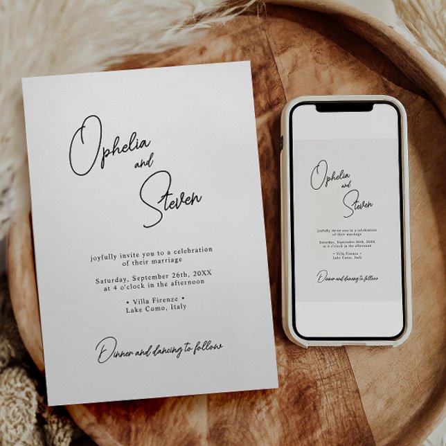 Convites Casamento com Letra Elegante Minimalista Moderna (Criador carregado)