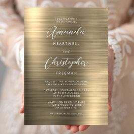 Convites Casamento com Letra em Metal Dourado