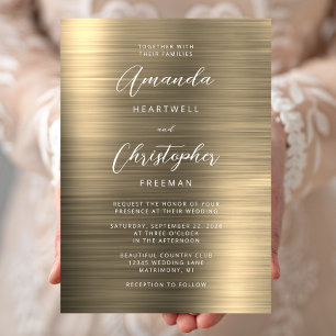 Convites Casamento com Letra em Metal Dourado