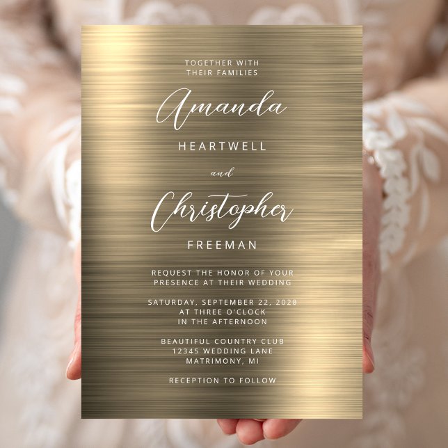 Convites Casamento com Letra em Metal Dourado (Criador carregado)
