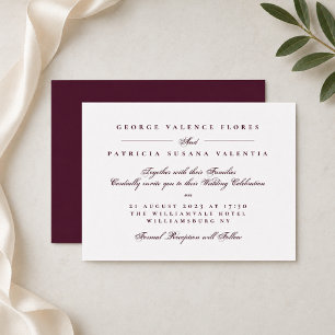 Convites Casamento com Letra Formal Borgonha