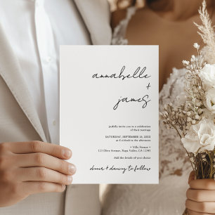 Convites Casamento com Letra Manual Minimalista Elegante