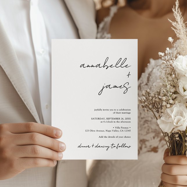 Convites Casamento com Letra Manual Minimalista Elegante (Criador carregado)