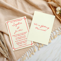 Casamento com Letra Manuscrita Vermelha Minimalist