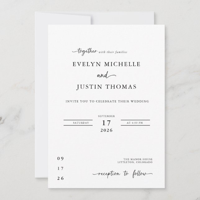 Convites Casamento com Letra Minimal (Frente)