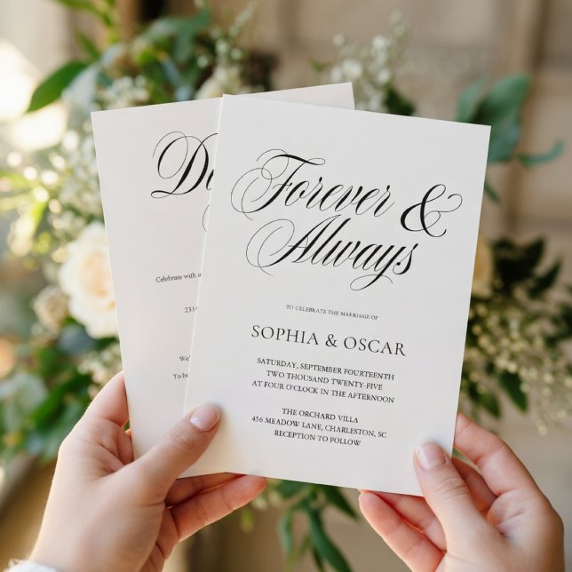 Convites Casamento com Letra Minimalista Elegante (Criador carregado)
