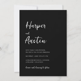 Convites Casamento com Letra Minimalista Moderna Preta