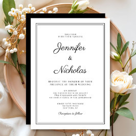 Convites Casamento com Letra Moderna e Elegante em Preto e