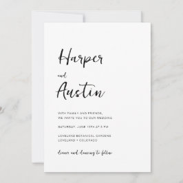 Convites Casamento com Letra Moderna Minimalista Branca