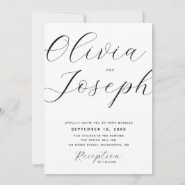 Convites Casamento com Letra Moderna Minimalista. Foto & QR