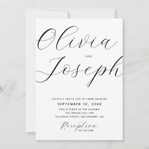 Convites Casamento com Letra Moderna Minimalista. Foto & QR