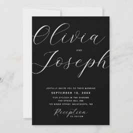 Convites Casamento com Letra Moderna Preta com Foto e Códig