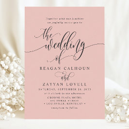 Convites Casamento com Letra Moderna Simples em Coral Macio