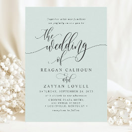 Convites Casamento com Letra Moderna Simples em Pastel Ment