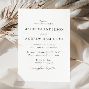 Convites Casamento com Letra Preta Moderna e Elegante