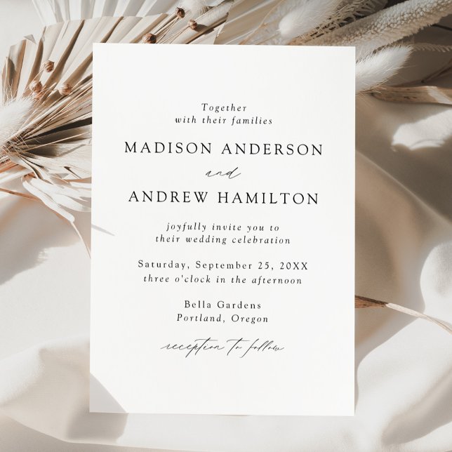 Convites Casamento com Letra Preta Moderna e Elegante (Criador carregado)