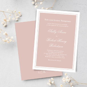 Convites Casamento com Letra Simples Rosa Elegante